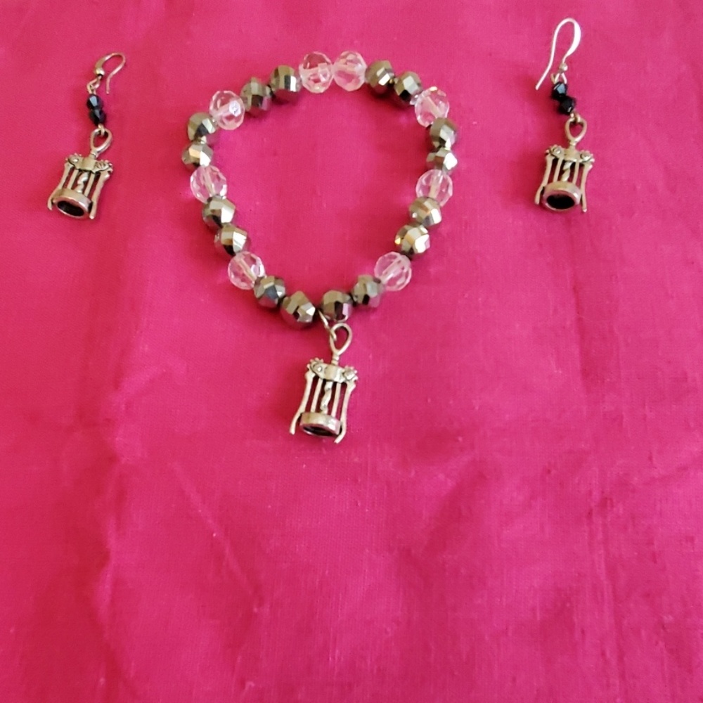 Swarovski beaded braclet & earrings